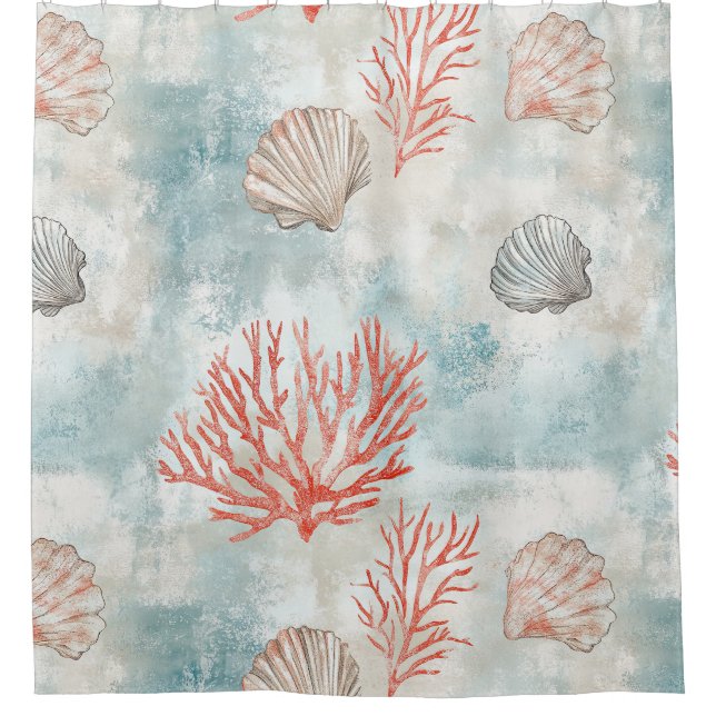 Coastal Cottage Aqua Seashell Pattern (Front)