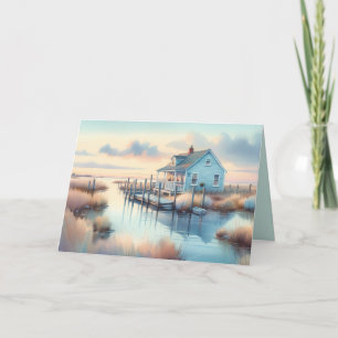 Coastal Cottage at Sunrise Marsh Thank You Card