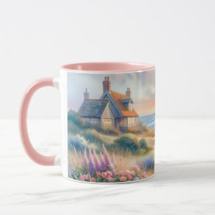 Coastal Cottage Sunset Dunes Watercolor Mug