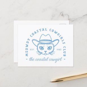 Coastal cowgirl aesthetic east coast cat blue postcard