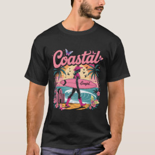 Coastal Cowgirl Aesthetic Pink Cowgirl Surfing Sur T-Shirt
