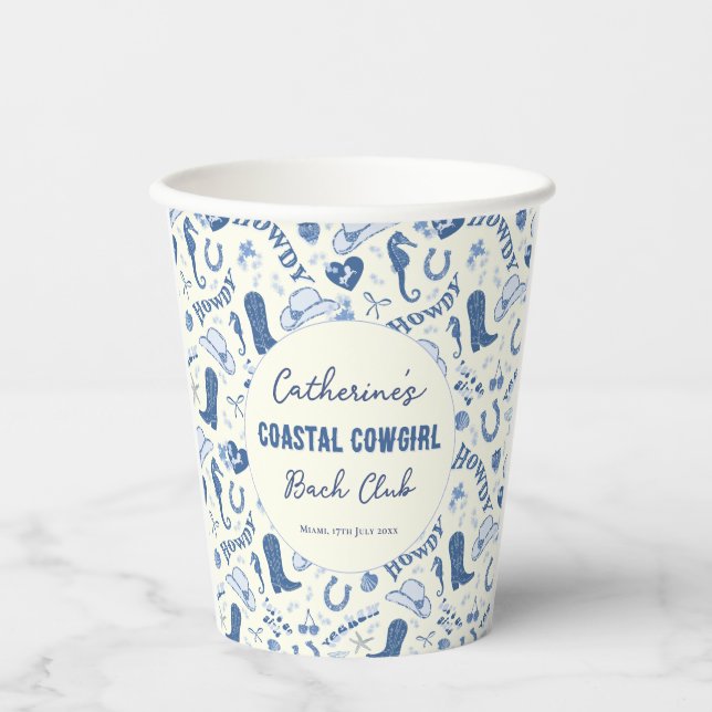 Coastal Cowgirl Bach Club Fun Pattern Paper Cups (Front)