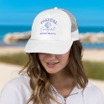 Coastal Cowgirl Bachelorette party favours Trucker Hat<br><div class="desc">Coastal Cowgirl Bachelorette weekend on a coast bachelorette favours personalized printed hat,  bachelorette party personalized favour hat dusty blue marine nautical cowgirl beach dusty blue themed party favours summer hat</div>