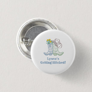 Coastal Cowgirl Bachelorette Wedding Bridal Shower 1 Inch Round Button
