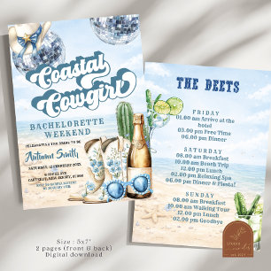 Coastal Cowgirl Bachelorette Weekend Itinerary Invitation