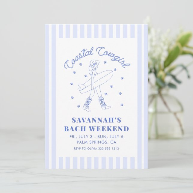Coastal Cowgirl Bachelorette Weekend Itinerary Invitation (Standing Front)
