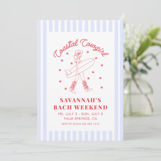 Coastal Cowgirl Bachelorette Weekend Itinerary Invitation (Standing Front)