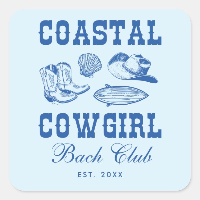 Coastal Cowgirl Bachelorette Weekend Square Sticker (Front)