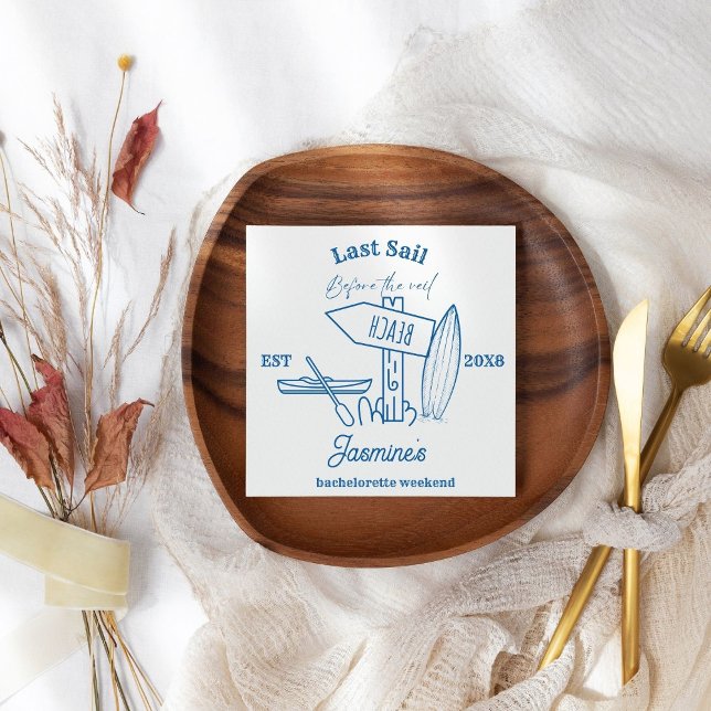 Coastal cowgirl Blue Ocean Bachelorette weekend Napkin (Creator Uploaded)