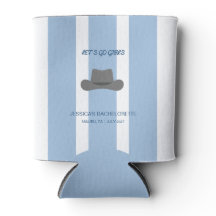 Coastal Cowgirl Blue Stripes Bachelorette Can Cool