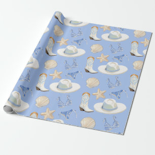 Coastal Cowgirl Boots Blue Gift Wrapping Paper