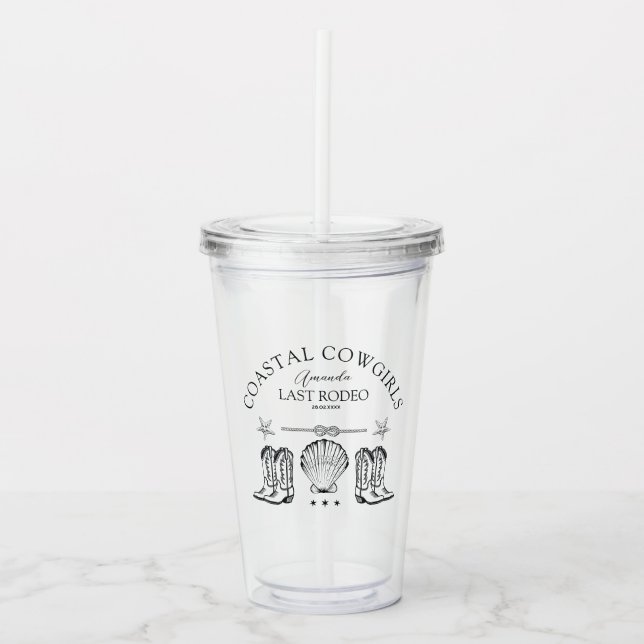 Coastal Cowgirl Boots Western Bachelorette Party Acrylic Tumbler (Front)