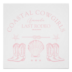 Coastal Cowgirl Boots Western Bachelorette Party Poster