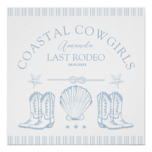 Coastal Cowgirl Boots Western Bachelorette Party Poster