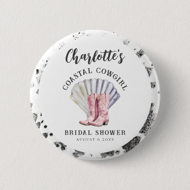 Coastal Cowgirl Elegant Bridal Shower 2 Inch Round Button (Front)