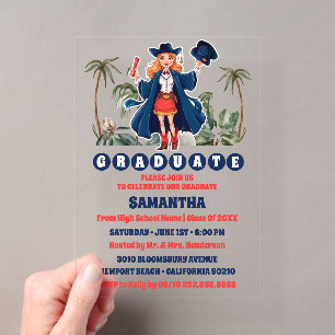 Coastal Cowgirl Graduation Party Acrylic Invitations