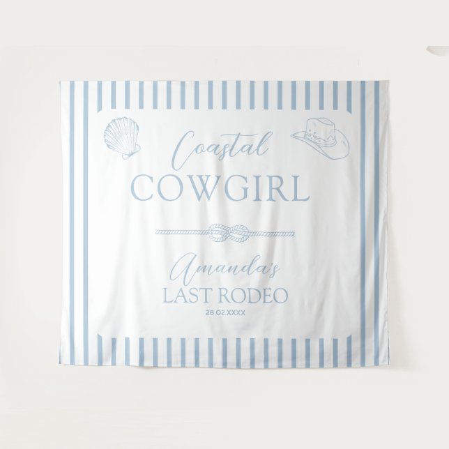 Coastal Cowgirl Hat Western Bachelorette Party Tapestry (Front (Horizontal))