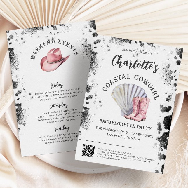 Coastal Cowgirl Modern Bachelorette Weekend Invitation (Creator Uploaded)