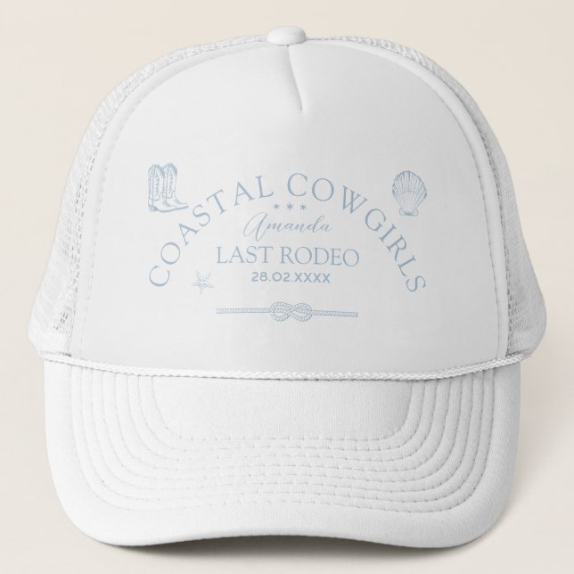 Coastal Cowgirl Nautical Western Bachelorette Trucker Hat (Front)