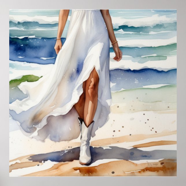 Coastal Cowgirl - On the Beach Poster (Front)