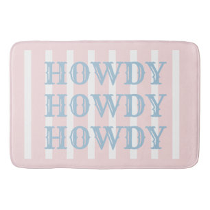 Coastal Cowgirl Pink Stripes Howdy Bath Mat