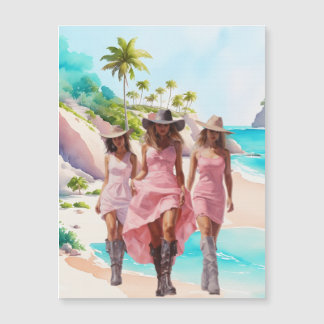 Coastal Cowgirl Pink Trio Tropical Island Magnet
