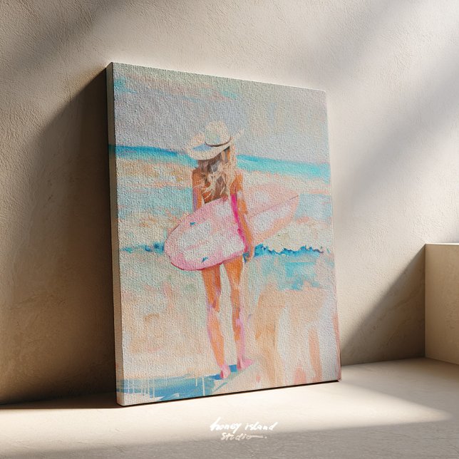 Coastal Cowgirl Surf Painting Canvas (coastal cowgirl, surf art, western decor, beach wall art, boho coastal, cowgirl chic, surf aesthetic)