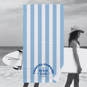 Coastal Cowgirl The Beach Club Blue Cabana Stripe Towel