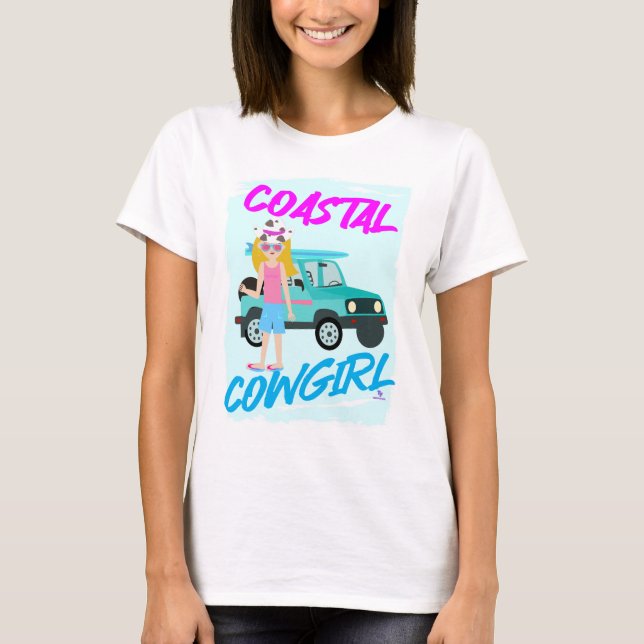 Coastal Cowgirl Trend Funny Design Art  T-Shirt (Front)