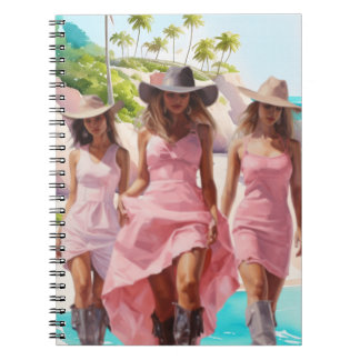 Coastal Cowgirl Trio in Colourful Pink Dresses   Notebook
