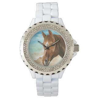 Coastal Cowgirl Watercolor Beach and Horse Watch