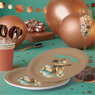 Coastal Cowgirl Western 9" Party  Paper Plate