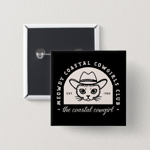 Coastal cowgirls squad black cat matching 2 inch square button