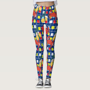 Coastal Crab and Lemon Pattern Leggings
