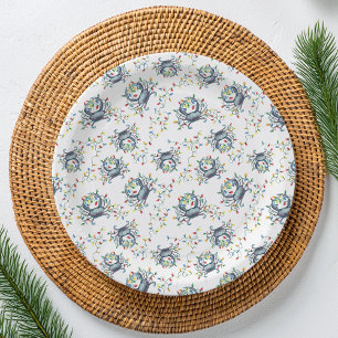 Coastal Crab Christmas Lights Paper Plate