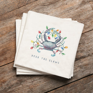 Coastal Crab “Deck the Claws” Holiday Napkin