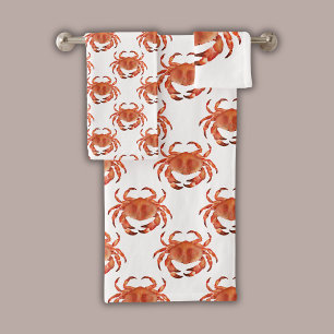 Coastal Crab pattern Bath Towel Set