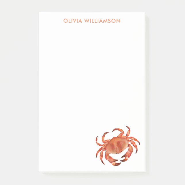 Coastal Crab Personalized Name Post-it Notes (Front)