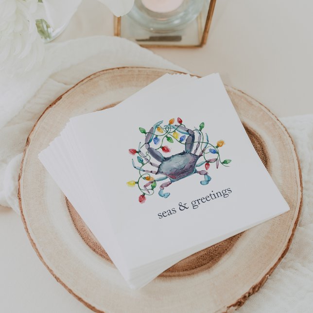 Coastal Crab “Sea & Greetings” Holiday Napkin (Creator Uploaded)
