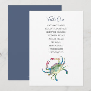 Coastal Crab Wedding Seating Chart Card