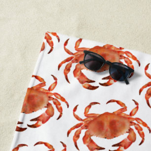 Coastal Crabs Pattern Beach Towel