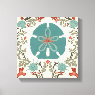 Coastal Damask II Canvas Print