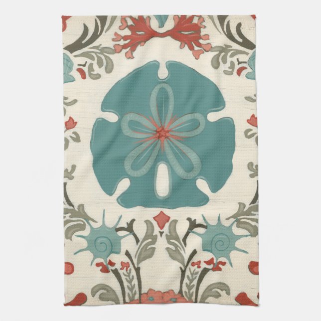 Coastal Damask II Kitchen Towel (Vertical)