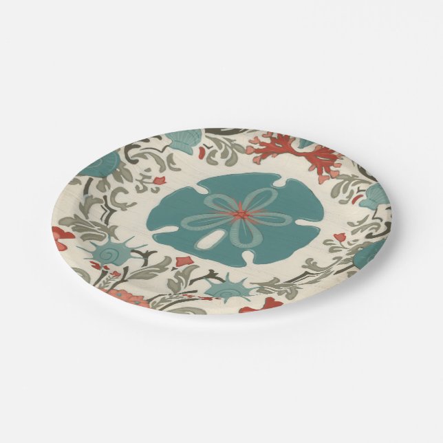 Coastal Damask II Paper Plate (Angled)