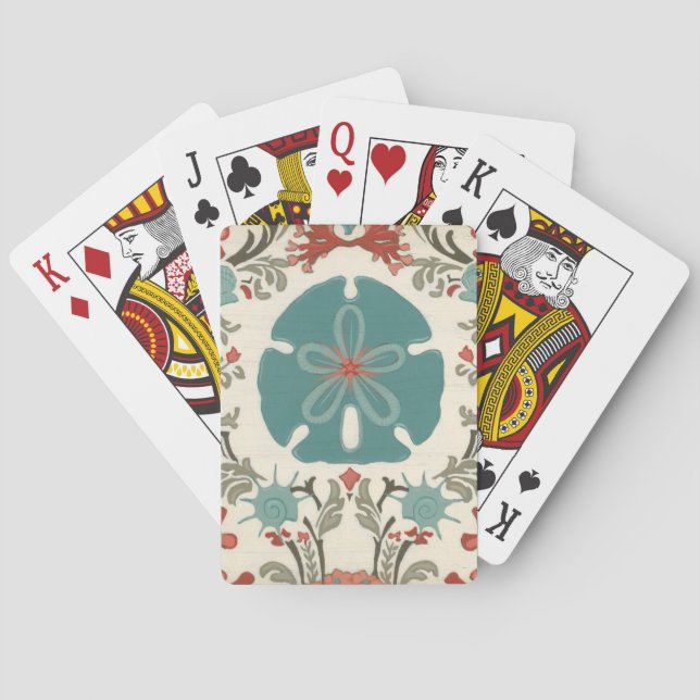 Coastal Damask II Playing Cards (Back)