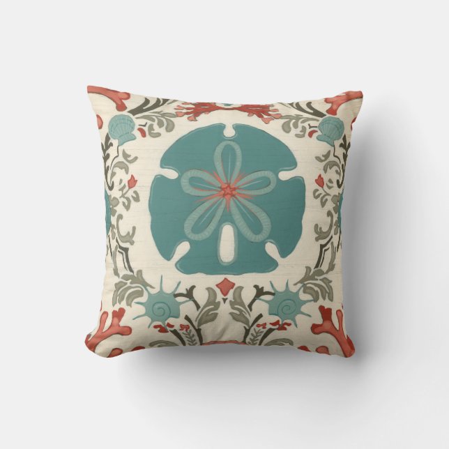 Coastal Damask II Throw Pillow (Front)