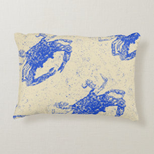 Coastal Decor, Blue Crab Pillow, Lumbar Accent Pillow