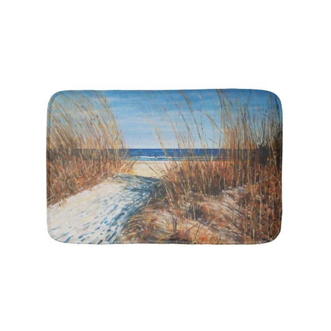 Coastal Decor Sand Dunes Beach Art | Bath Mat (Front)