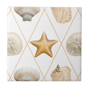 Coastal Decor Seashell Pattern Tile