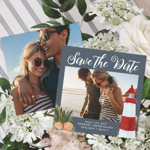 Coastal Destination Wedding Photo Blue Save The Date